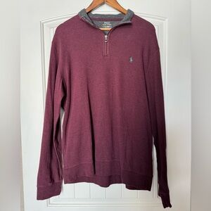 Men’s Maroon Polo Ralph Lauren Quarter Zip Pullover. Size Large